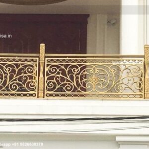 Elegant Brass Staircase Design With Decorative Finish Staircase Side Steel Design