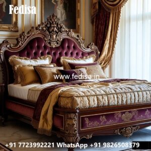 Luxury Bed Design with Elegant Wooden Carving No-0046