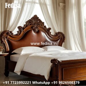 Luxury Bed Design with Decorative Carved Headboard No-0139