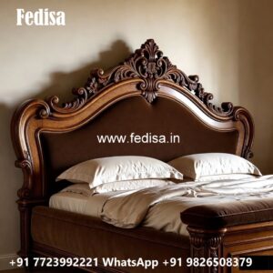 Elegant Luxury Bed Design with Wooden Carving No-0155