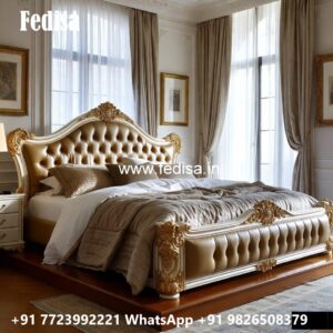 Premium Luxury Bed Design with Golden Decorative Elements No-0206