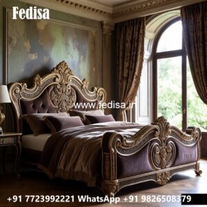 Luxury Bed Design with Decorative Wooden Carving No-0236