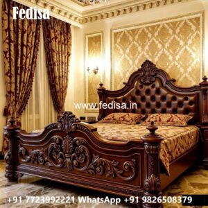Royal Luxury Bed Design with Decorative Woodwork No-0254