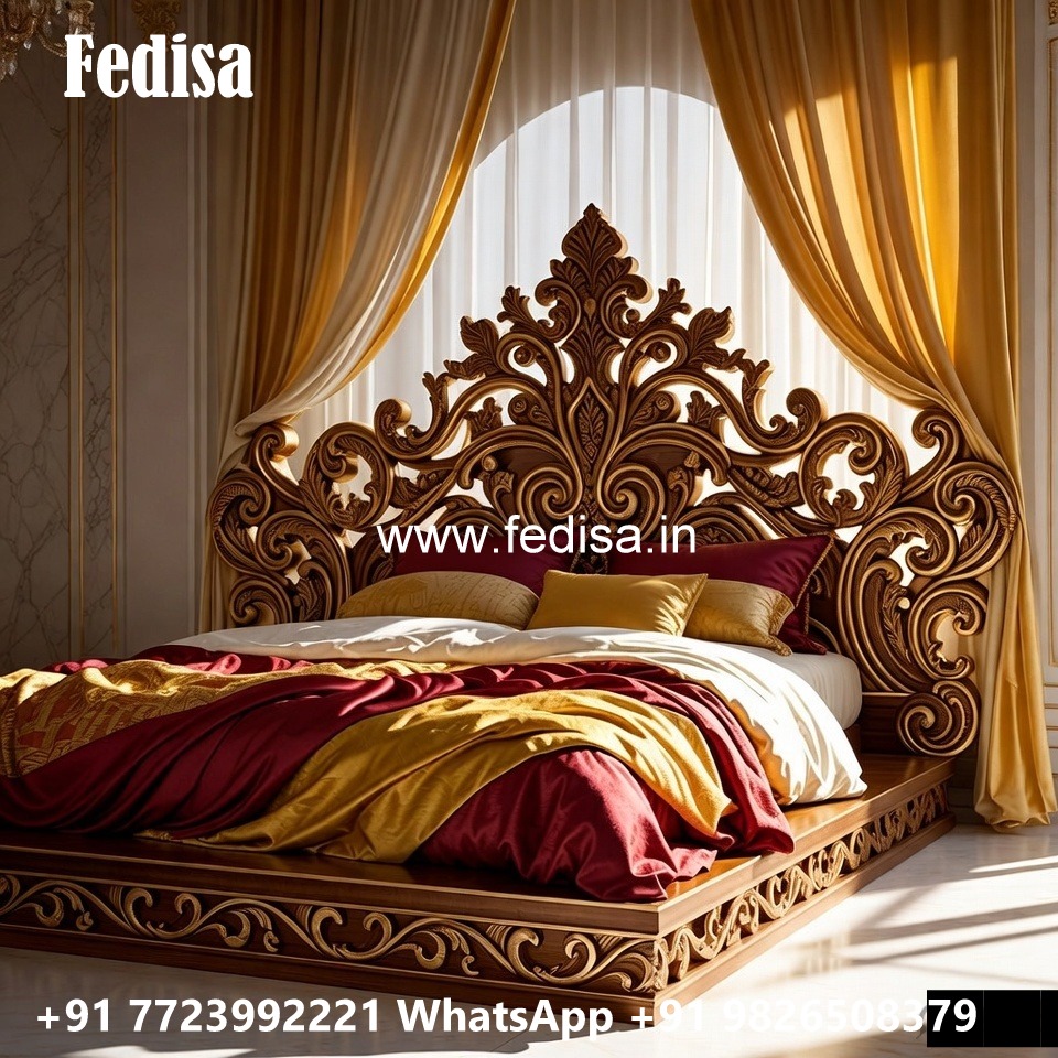 Luxury Bed Design with Artistic Modern Woodwork No-0288