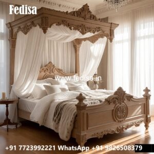 Carved Wooden Bed Design for Luxury Interiors No-0328