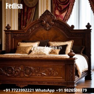Elegant Luxury Bed Design with Artistic Headboard No-1054