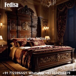 Luxury Bed Design with Decorative Wooden Carving No-1086