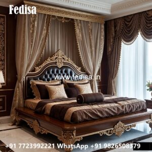 Royal Luxury Bed Design with Decorative Woodwork No-1104