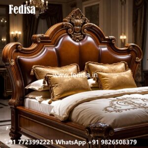 Classic Bed Design with Carved Wood Finish No-1219