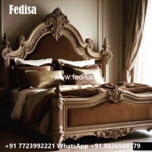 Classic Bed Design with Decorative Headboard No-1276