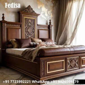 Contemporary Luxury Bed Design with Wooden Finish No-1779