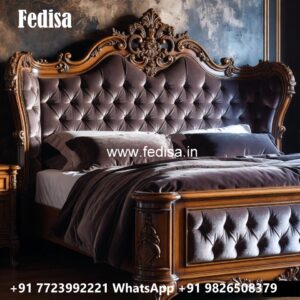 Luxury Bed Design with Artistic Wooden Carving No-1788