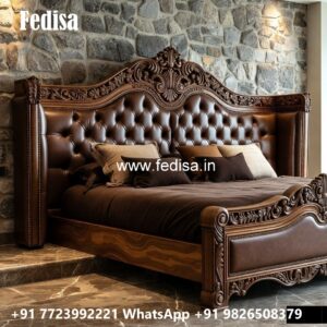 Luxury Bed Design with Decorative Wooden Carving No-1936