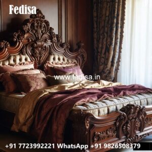 Stylish Luxury Bed Design with Artistic Wooden Finish No-1993