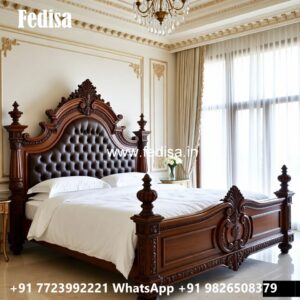 Classic Bed Design with Carved Wood Finish No-2069