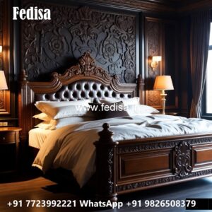 Contemporary Luxury Bed Design with Wooden Finish No-2629