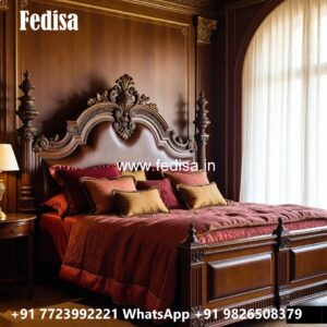 Modern Luxury Bed Design with Wooden Texture No-2633