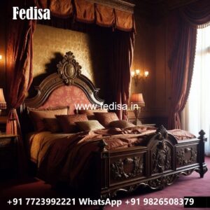 Luxury Bed Design with Artistic Wooden Carving No-2638