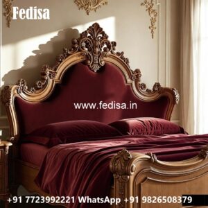 Premium Luxury Bed Design with Golden Decorative Elements No-2756