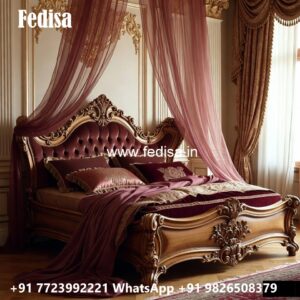Luxury Bed Design with Elegant Royal Bedroom Theme No-2795