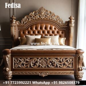 Royal Luxury Bed Design with Decorative Woodwork No-2804