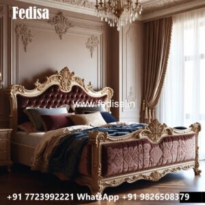Stylish Luxury Bed Design with Artistic Wooden Finish No-2843