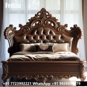 Royal Bed Design with Intricate Wood Carving No-2865