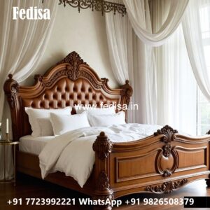 Stylish King Bed Design with Wooden Texture No-2885