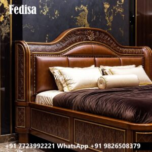 Elegant Bed Design with Artistic Headboard No-2897
