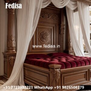 Luxury Bed Design with Artistic Wooden Carving No-3488