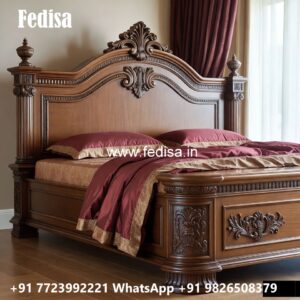 Elegant Luxury Bed Design with Wooden Carving No-3555