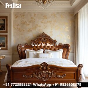Luxury Bed Design with Artistic Wooden Framework No-3588