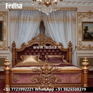 Luxury Bed Design with Elegant Royal Bedroom Theme No-3645