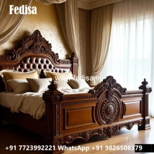 Premium Wooden Luxury Bed Design with Artistic Beauty No-3684