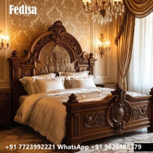 Elegant Bed Design with Artistic Headboard No-3747