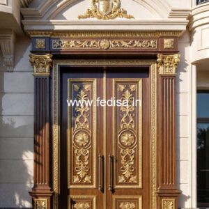 Engraved Wooden Door Safety Door Grill Design No-088