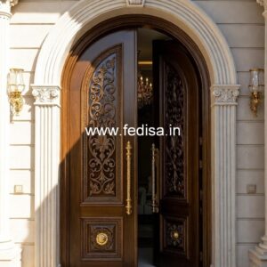Palace Style Doors Main Door Attached Window Glass Design No-241