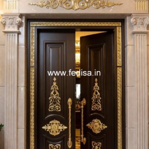 Elegant Double Door Classic Entry Design Half Mirror Door Design No-984