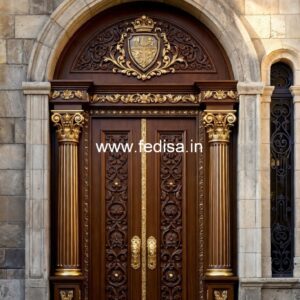 Glass Panel Classic Door Main Door Mirror Design No-1114