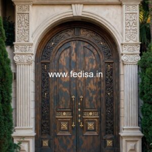 Vintage Wooden Door Temple Double Door Design No-1158