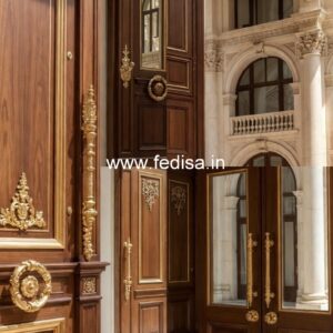 Glass Panel Classic Door Hand Carved Doors No-1237