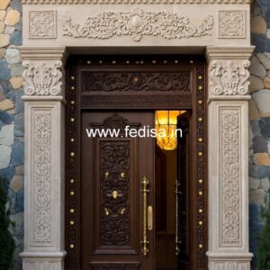 Vintage Wooden Door Puja Door Design No-1240