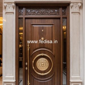 Arch Top Wooden Door Entrance Glass Door Design No-1317