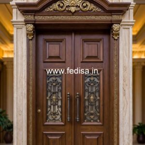 Engraved Wooden Door Pooja Room Gate Design No-1359
