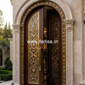 Home Entry Wooden Door Metallic Doors And Windows Designs No-1796