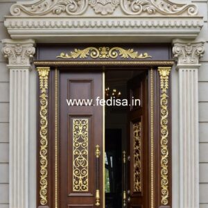 Traditional Carved Wooden Front Door Ideas Stainless Steel Safety Door Design No-1801