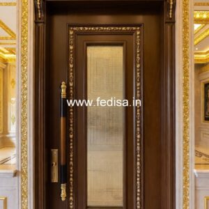 Solid Wood Classic Door Flat Entrance Wall Design No-3339