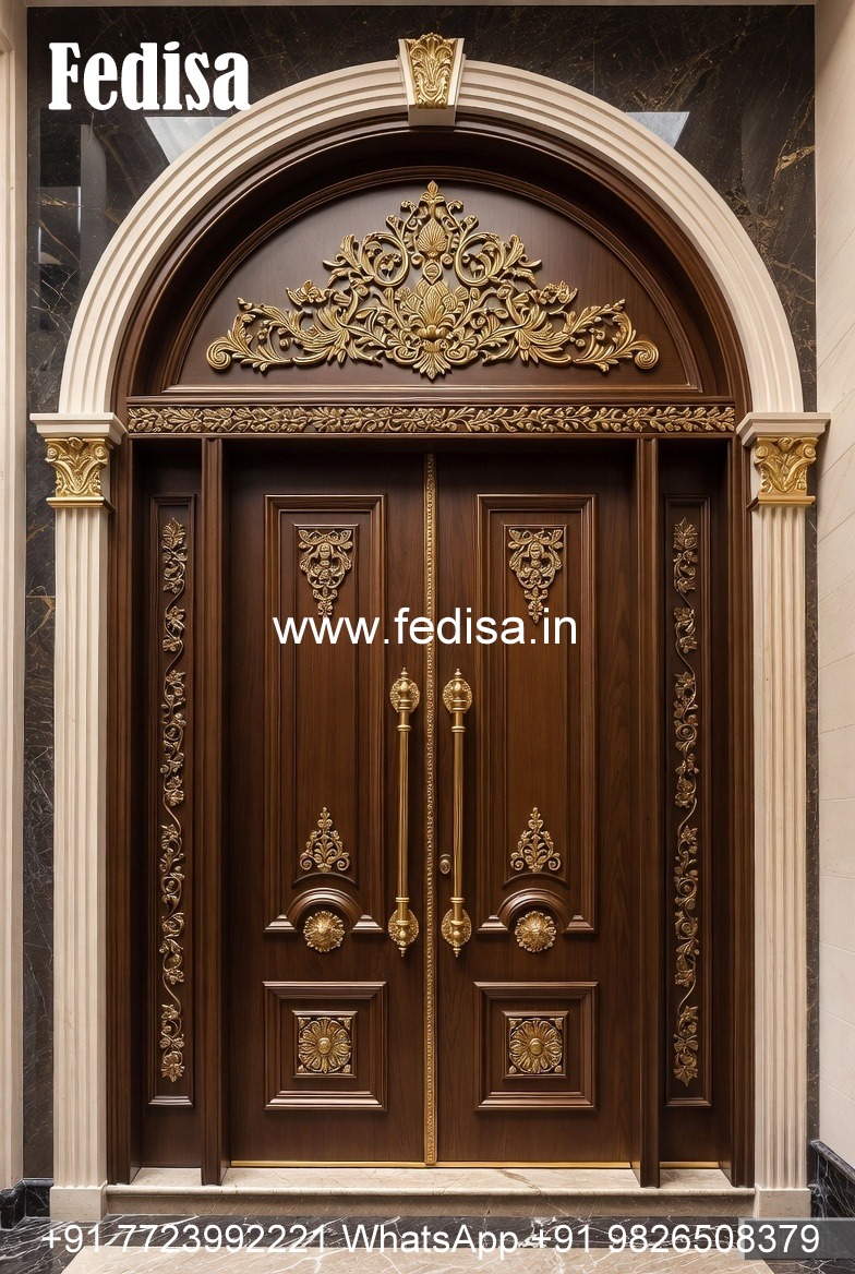 Double Door Classic Style Simple Door Design Wood For Home No-3407