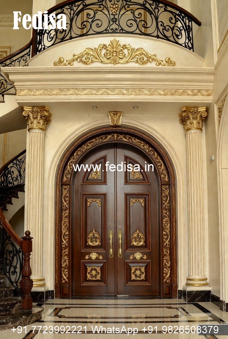 Elegant Double Door Classic Entry Design Main Door Outside Design No-3444