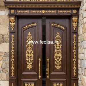 Arch Top Wooden Door Door Window Grill Design No-3449